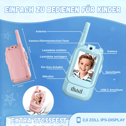Walkie-Talkie 2er Set | Mit Kamera, Video & Spaß-Stimmen