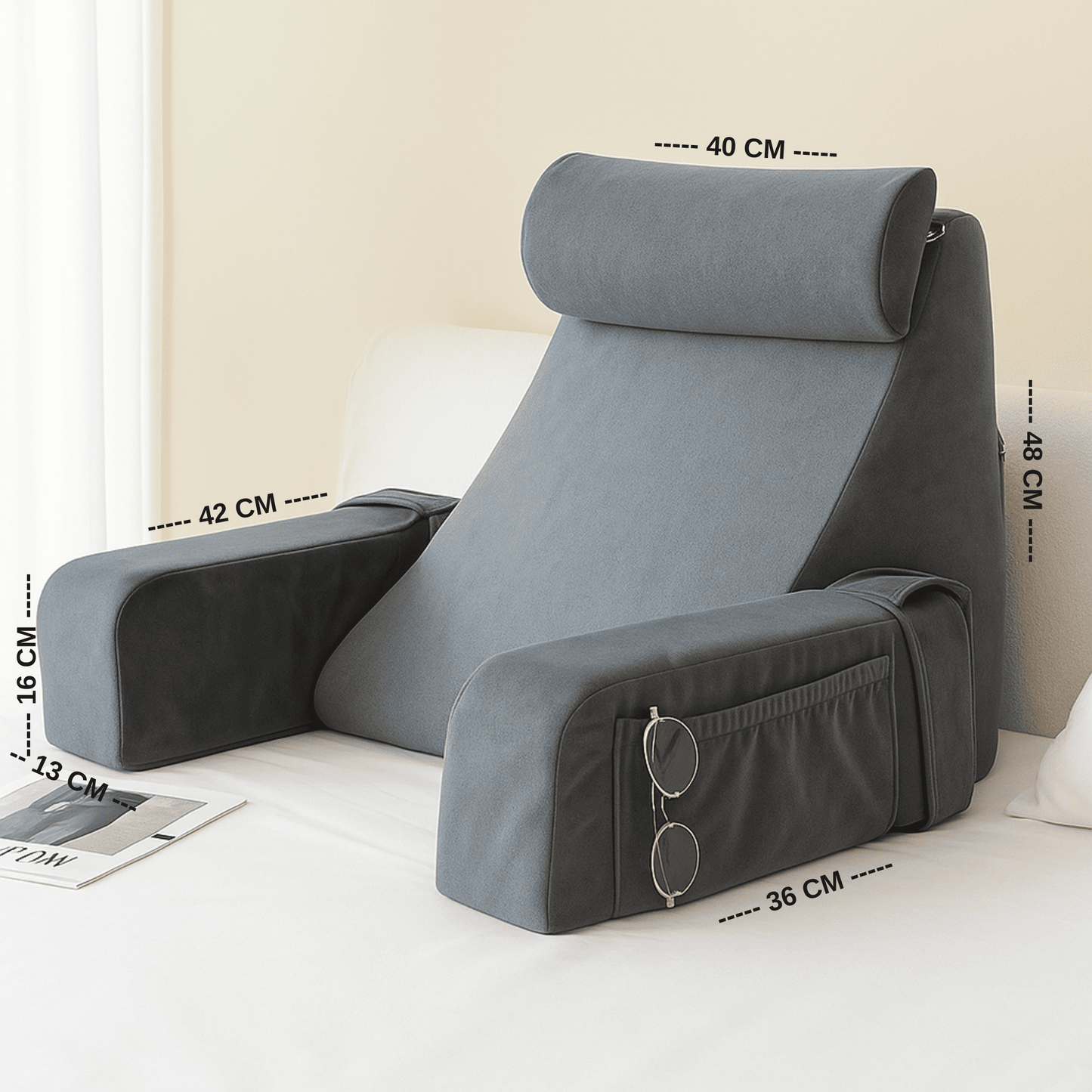 Multifunktionales Kissen | Extra große Stütze für bequemes Lesen, Arbeiten & Relaxen